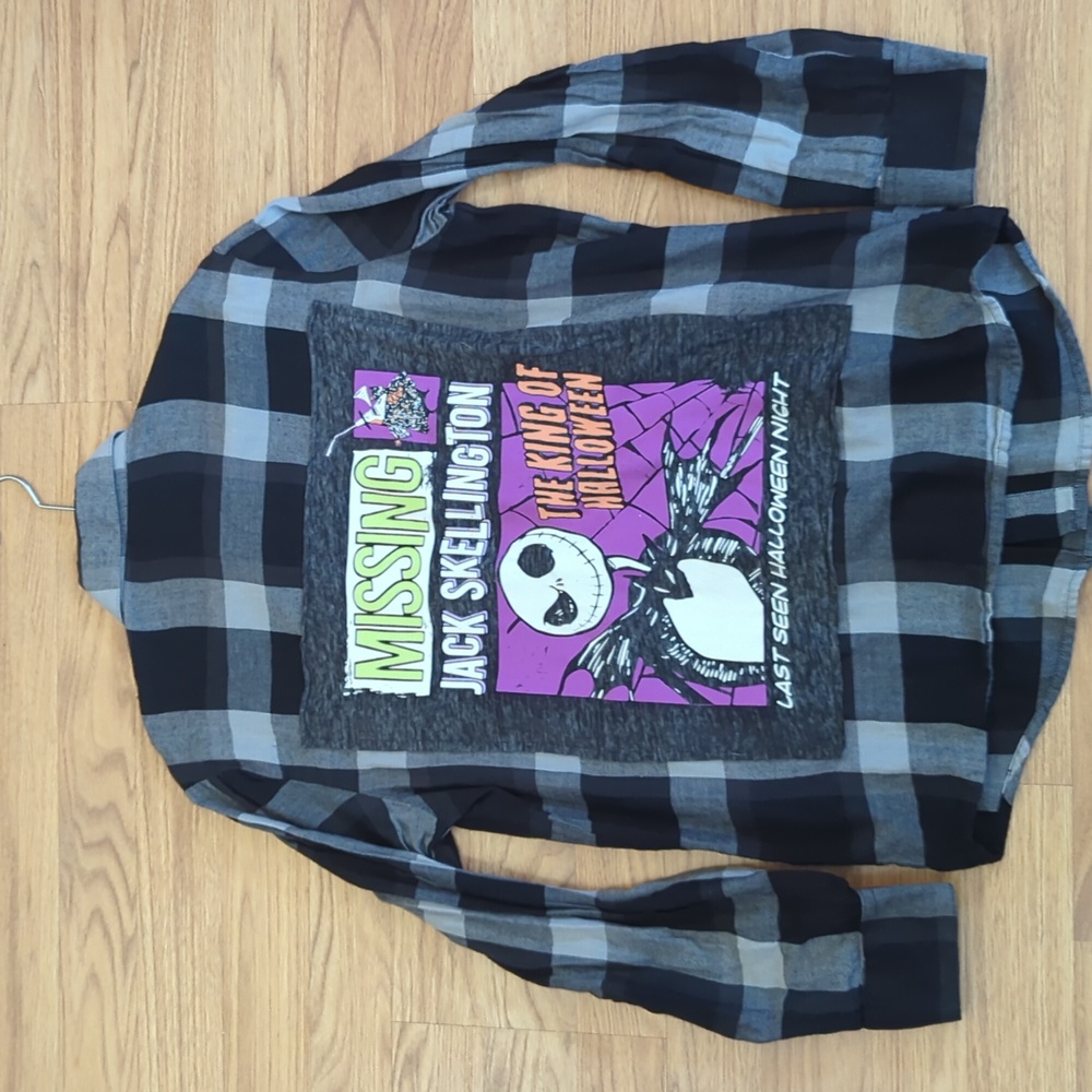 Nightmare Before Christmas Flannel Shirt upcycled unisex Size Large